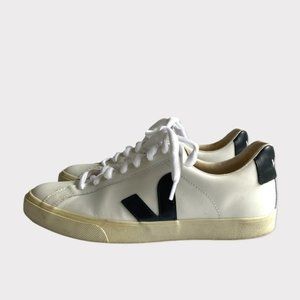 Veja Esplar Leather White Black Sneakers Size 8